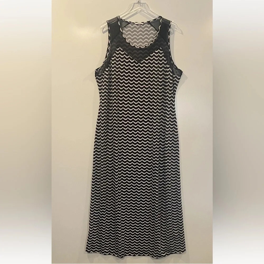 Milano Woman Black White Chevron Stripe‎ Maxi Dress Womens Size 2X (817)
